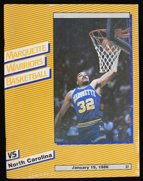 1986 Marquette University vs North Carolina Game Program