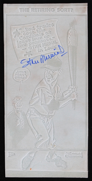 1964 Stan Musial (d.2013) St. Louis Cardinals Autographed 3.5"x7.5" Printing Plate (JSA)