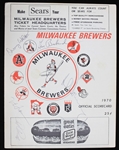 1970 Tito Francona Danny Walton Gene Brabender and More Milwaukee Brewers Autographed Scorecard Cover (JSA)
