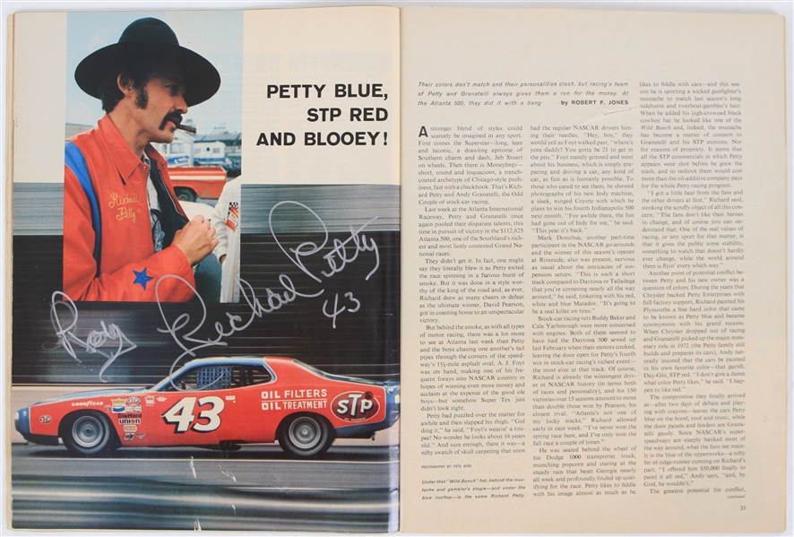 1973 Richard Petty Autographed Sports Illustrated Picture (JSA)