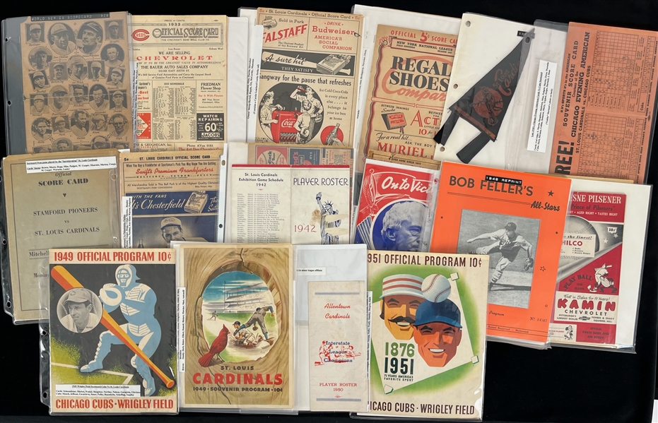 1920s-2000s Baseball Publication Collection - Lot of 74 w/ 1928 World Series Scorecard, Multi Signed 1961 Braves Scorecard, Multi Signed 1953 Cubs Program & More