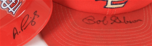 1980's-2000's Bob Gibson Albert Pujols St. Louis Cardinals Signed Cap & Mini Batting Helmet - Lot of 2 (JSA)