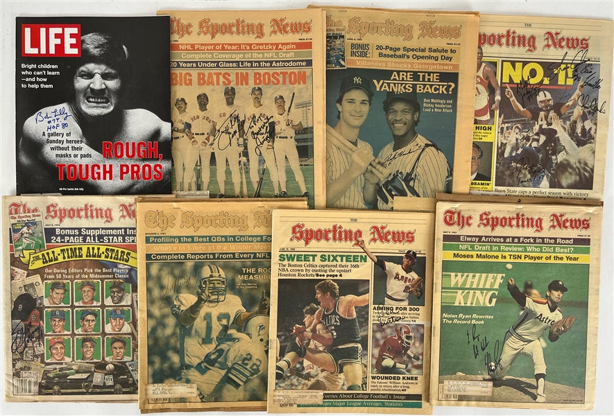1970s-80s Baseball & Football Signed Sporting News Collection - Lot of 15 w/ Nolan Ryan, Rickey Henderson, Cal Ripken Jr., Dan Marino & More (JSA)
