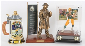 1990s-2000s Brett Favre Vince Lombardi Green Bay Packers Figural Displays & Beer Stein - Lot of 3 