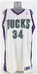 2002-03 Ray Allen Milwaukee Bucks Signed Game Worn Home Jersey (MEARS A10/JSA) EX-Sam Cassell Collection