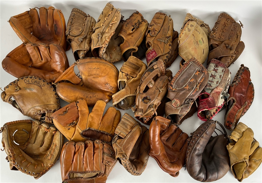 1940s-80s Player Endorsed Store Model Baseball Mitt Collection - Lot of 24 w/ Stan Musial, Ozzie Smith, Bob Gibson. Ted Simmons & More
