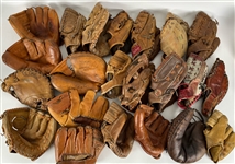 1940s-80s Player Endorsed Store Model Baseball Mitt Collection - Lot of 24 w/ Stan Musial, Ozzie Smith, Bob Gibson. Ted Simmons & More