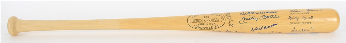 1989 500 Home Run Club Multi Signed Louisville Slugger Bat w/ 12 Signatures Including Ted Willims, Mickey Mantle, Willie Mays, Hank Aaron & More (JSA)