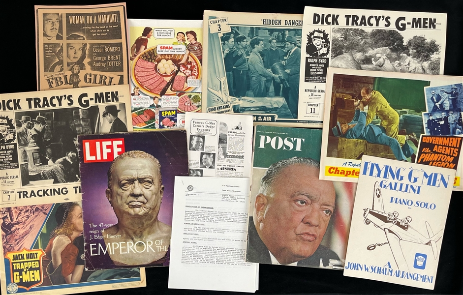 FBI Collection: 25+ Paper Items, J Edgar Hoover, Sheet Music, Lobby Cards