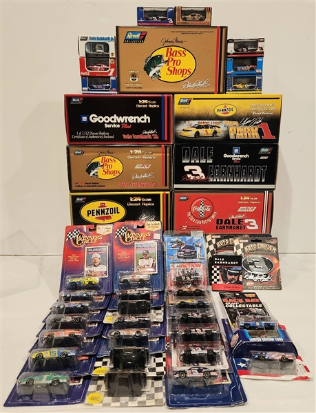 1990s NASCAR Die Cast Cars, Winners Circle, Auto Emblems (Lot of 40+)