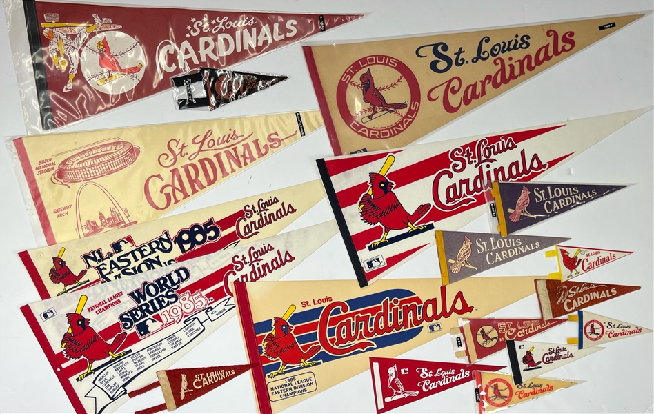 1940s-80s St. Louis Cardinals Pennant Collection - Lot of 28 w/ 10 Full Size