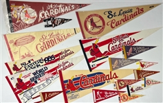 1940s-80s St. Louis Cardinals Pennant Collection - Lot of 28 w/ 10 Full Size