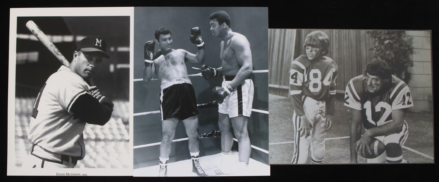 1990s Muhammad Ali Joe Namath Eddie Mathews 8" x 10" Photos - Lot of 3