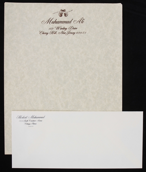 1980s Muhammad Ali Letterhead & Herbert Muhammad Mailing Envelope - Lot of 2