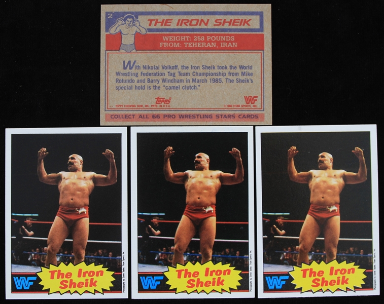 1985 Iron Shiek Topps Trading Cards #2 (Lot of 4)