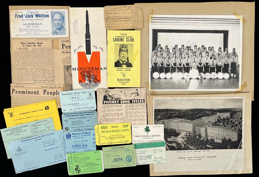 1940s-1970s Jack Whitton Newspaper Clippings, ID Cards, Photos & more (Lot of 35)