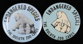 1980s Endangered Species The Duluth Zoo Cares 2.25" Pinback Buttons - Lot of 2