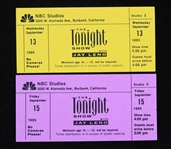 1995 The Tonight Show With Jay Leno Tickets - Lot of 2