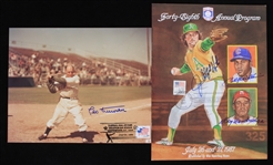 1987-94 Leo Durocher Jim Catfish Hunter Billy Williams Ray Dandridge Signed Photo & Hall of Fame Program - Lot of 2 (JSA)