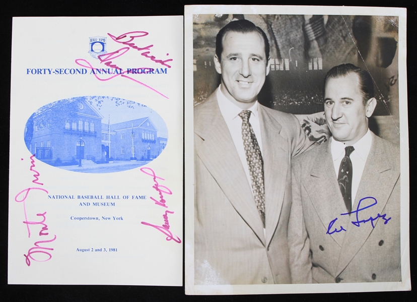 1950s-81 Sandy Koufax Monte Irvin Al Lopez Signed Hall of Fame Program & 7" x 9" Photo - Lot of 2 (JSA)