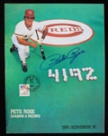 1985 Pete Rose Cincinnati Reds Signed Postmarked 4192 Scorebook (JSA)