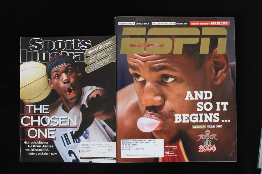 2002-03 LeBron James Cleveland Cavaliers Magazine Collection - Lot of 2 w/ First Sports Illustrated Cover Issue