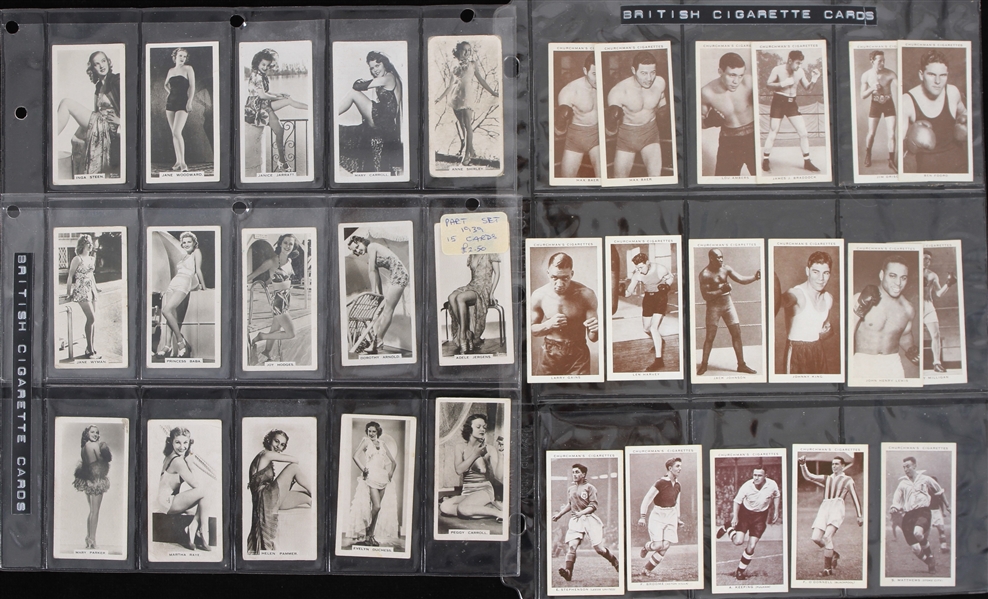 1938-39 Churchman Boxing Personalities Churchman Association Footballers Carrera Galmour Girl Cigarette Cards - Lot of 32 