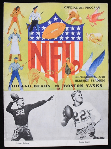 1948 Chicago Bears Boston Yanks Hershey Stadium Exhibition Game Program