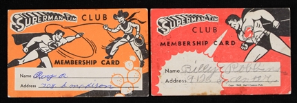 1948-49 Superman-Tim Club Membership Cards - Lot of 2 