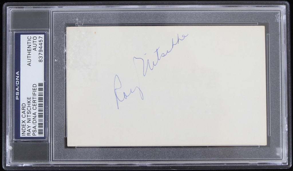 1980s Ray Nitschke Green Bay Packers Signed Index Card (PSA/DNA Slabbed)