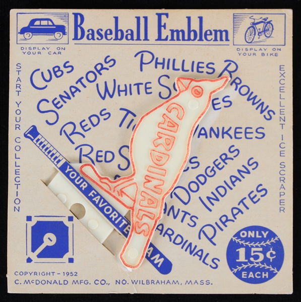 1952 St. Louis Cardinals MOC Baseball Emblem Ice Scraper