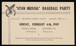 1949 Stan Musial St. Louis Cardinals Baseball Party 3.25" x 5.5" Postcard