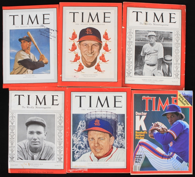 1932-86 Baseball Time Magazine & Cover Page Collection - Lot of 6 