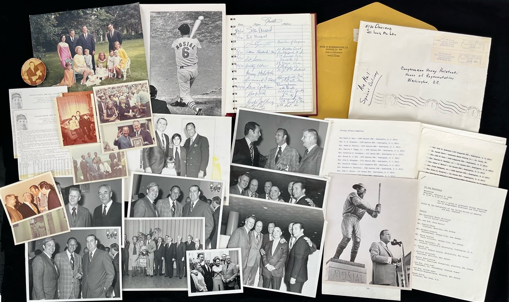 1972 Stan Musial St. Louis Cardinals Olympic Committee Memorabilia - Lot of 40+ w/ Signed Guest Book, Photos, Documentation & More 