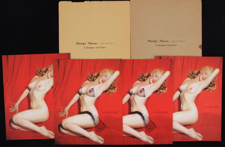 1950s Marilyn Monroe With And Without Photos - Lot of 6 w/ 2 With, 2 Without & 2 Envelopes