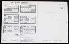 1971 San Francisco Giants 5.5 x 8.75 Jumbo Postcard Schedule