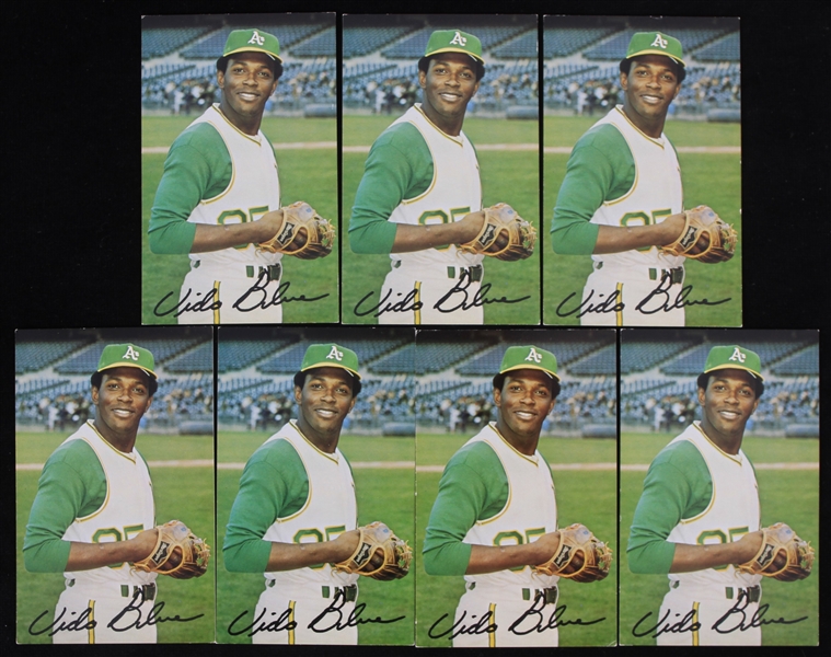 1971 Vida Blue Oakland Athletics 3.5" x 5.5" Facsimile Signed Postcards - Lot of 7