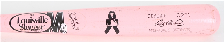 2007-08 Craig Counsell Milwaukee Brewers Lousiville Slugger Professional Model Pink Mothers Day Bat (MEARS A9)