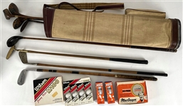 1930s-2000s Golf Memorabilia Collection - Lot of 19 w/ Vintage Clubs, Golf Bag, Tiger Woods Wheaties Golf Balls & More 