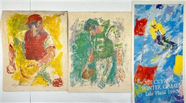 1970-80 LeRoy Neiman Broadside Collection - Lot of 3 w/ Joe Namath, Johnny Bench & Lake Placid XIII Winter Olympics