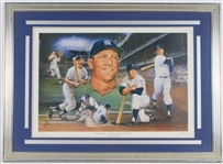 1988 Mickey Mantle New York Yankees Signed 25" x 35" Framed Lithograph *Full JSA Letter*