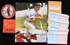 1941-1963 Stan Musial St. Louis Cardinals Autographed 8"x10" Color Photo and More St. Louis Cardinal Memorabilia (JSA) (Lot of 4)
