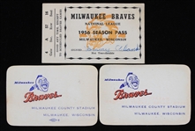 1956-1961 Warren Spahn Milwaukee Braves Commemorative Certificates and Season Pass (Lot of 3)