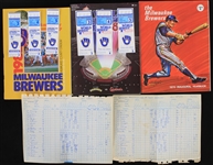 1970-1982 Milwaukee Brewers Yearbook Program Ticket Stubs and Scoresheets (Lot of 11)