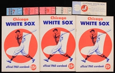 1960 Chicago White Ticket Stubs Ticket Envelope and Scorebooks (Lot of 8)