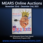 1957 Hank Aaron Bob Ruhl Andy Pafko Frank Torre Warren Spahn and More Milwaukee Braves Autographed World Series Program (JSA)