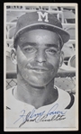 1954 Henry "Hank" Aaron Milwaukee Braves Signed 3"x5" B&W Jim Pendleton Photo (JSA) "Racist Promotion All Blacks Look Alike" 