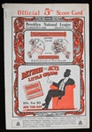 1911 Brooklyn Dodgers vs Chicago Cubs Official Score Card