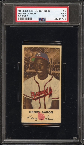 1954 Henry Aaron Braves Johnston Cookies #5 Card (PSA EX+ 5.5)