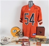 1950s-2000s Football Memorabilia Collection - Lot of 30+ w/ Walter Payton Upper Deck Game Worn Jersey Card, Signed Items, Publications & More